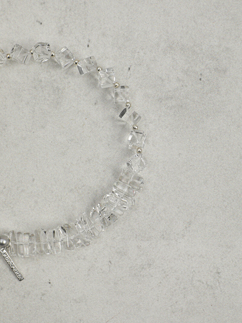 Aura & Qi detail 1J7A3425 Original detail view of Clear Quartz & Cultured Pearl Bracelet