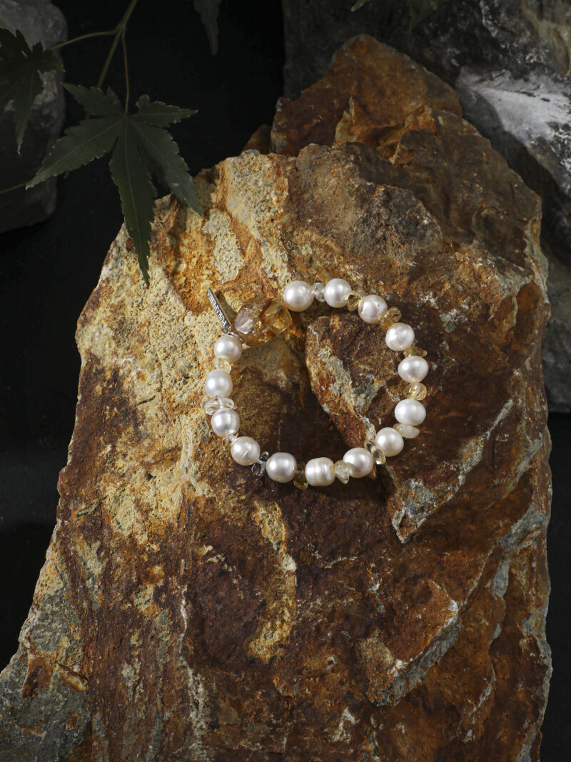 Original detail view of Citrine & Cultured Pearl Bracelet