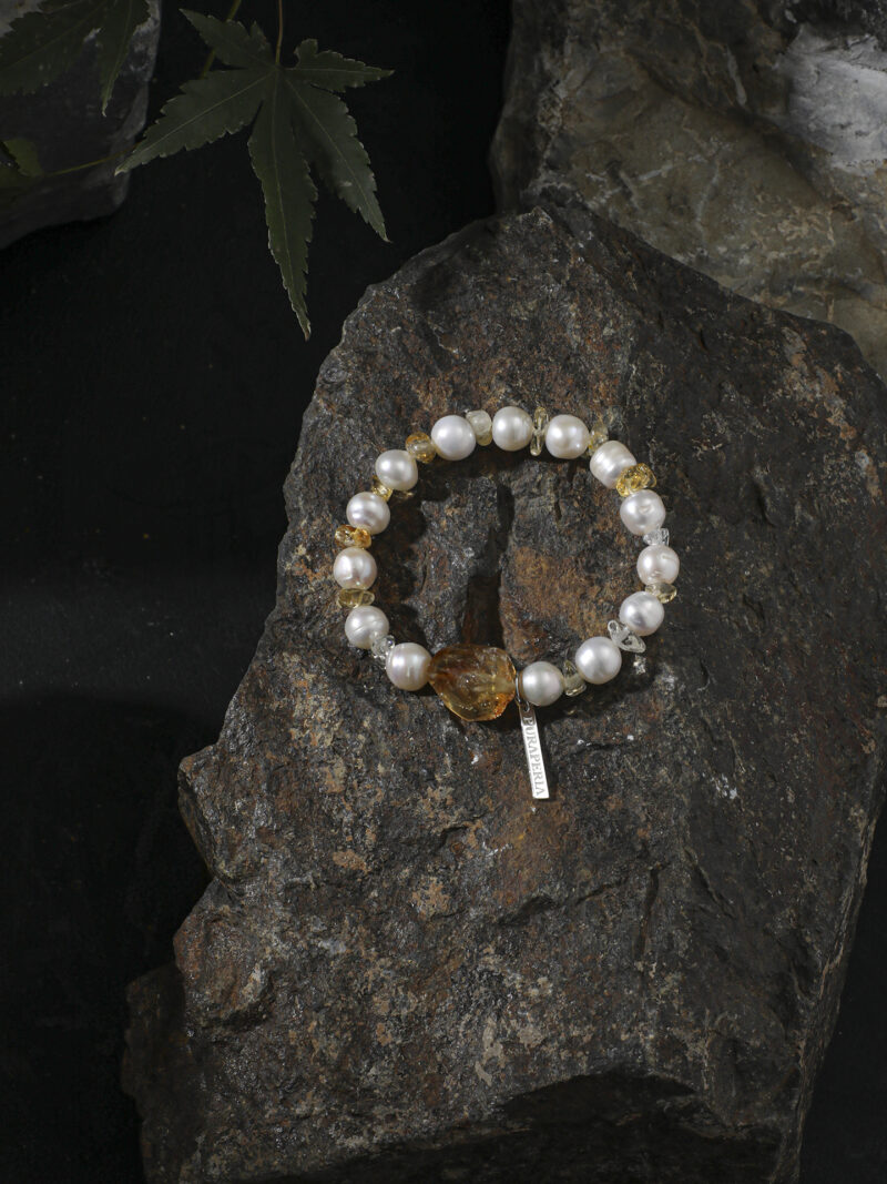 Original detail view of Citrine & Cultured Pearl Bracelet