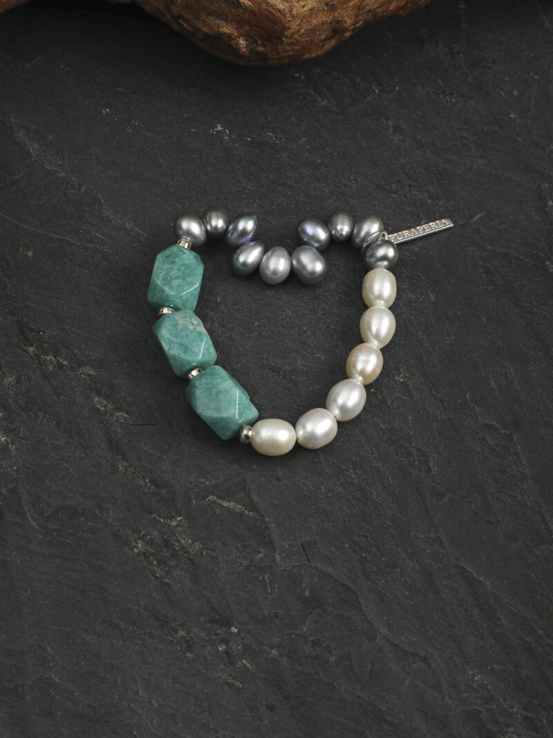 Original detail view of Amazonite & Cultured Pearl Bracelet