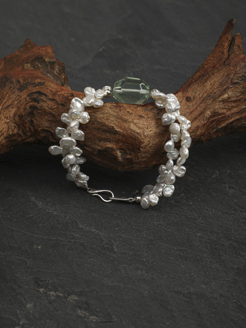 Original detail view of Fluorite & Cultured Pearl Bracelet