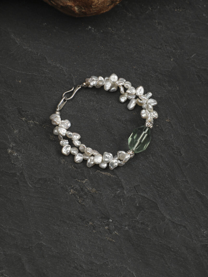Original detail view of Fluorite & Cultured Pearl Bracelet