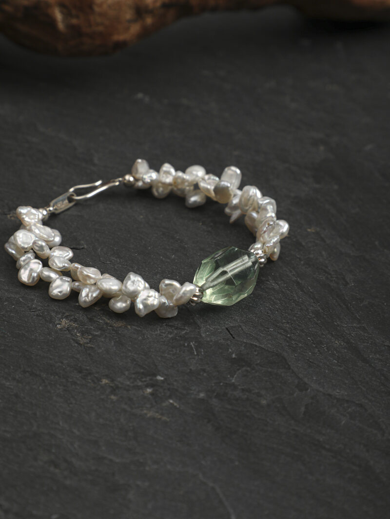 Original detail view of Fluorite & Cultured Pearl Bracelet