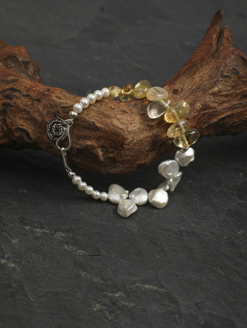 Original detail view of Citrine & Cultured Pearl Bracelet