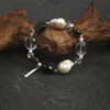Original detail view of Clear Quartz, Smoky Quartz, Tiger’s Eye & Cultured Pearl Bracelet