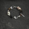 Original detail view of Clear Quartz, Smoky Quartz, Tiger’s Eye & Cultured Pearl Bracelet