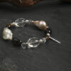 Original detail view of Clear Quartz, Smoky Quartz, Tiger’s Eye & Cultured Pearl Bracelet