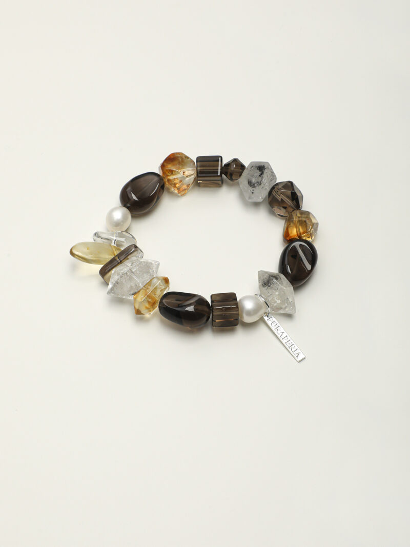 Original detail view of Clear Quartz, Smoky Quartz, Citrine & Cultured Pearl Bracelet