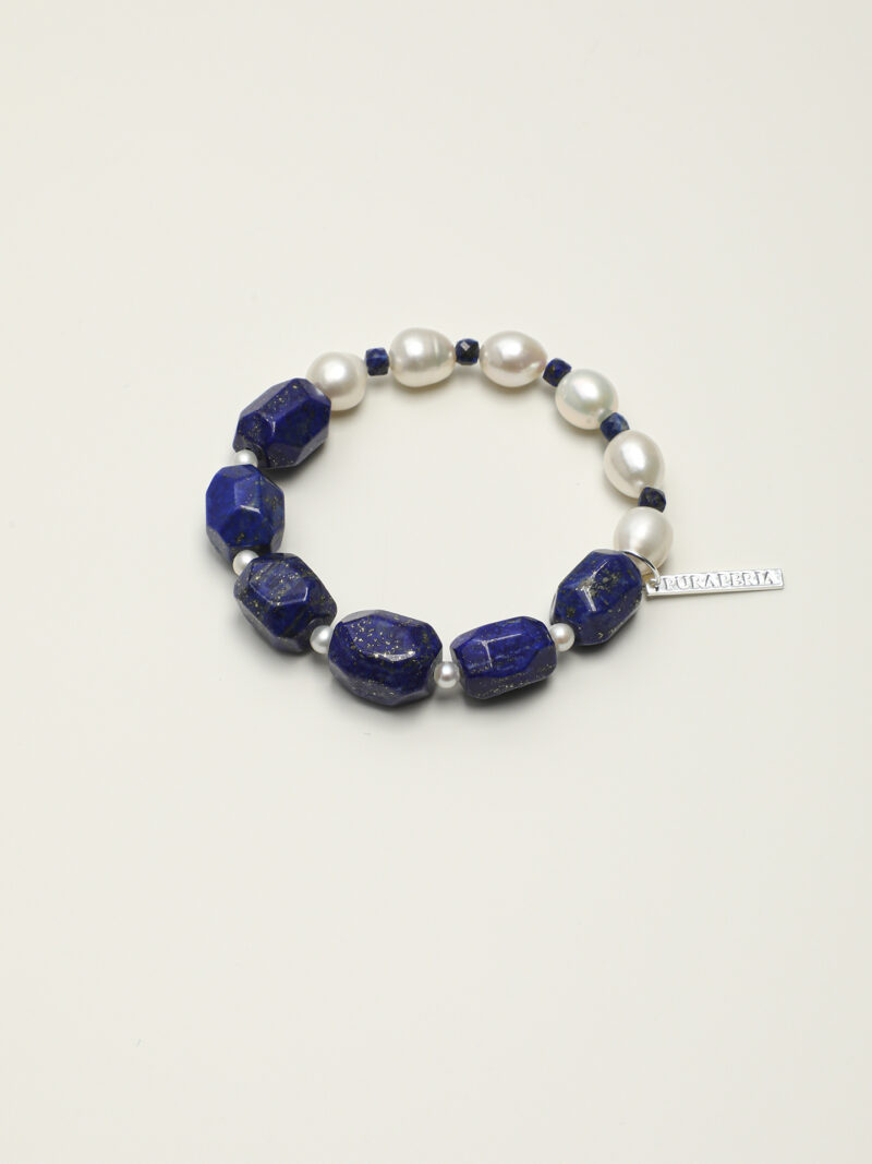 Original detail view of Lapis Lazuli & Cultured Pearl Bracelet