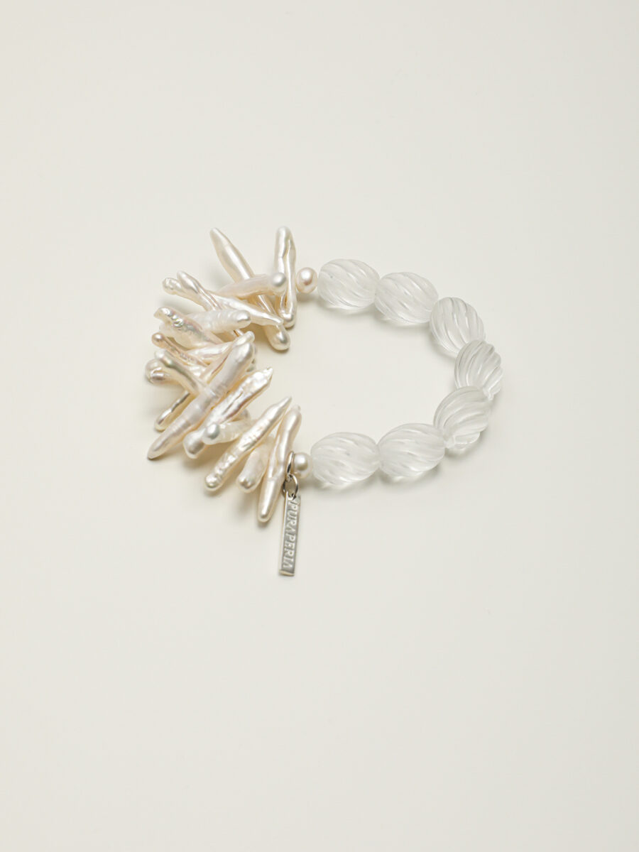 Original detail view of Clear Crystal & Pearl Bracelet