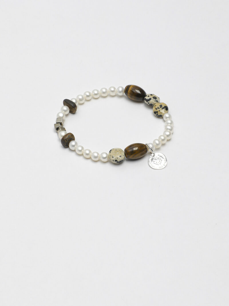 Original detail view of Tiger’s Eye & Cultured Pearl Bracelet