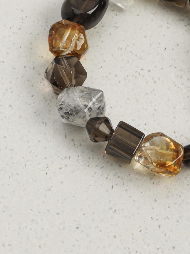Original detail view of Clear Quartz, Smoky Quartz, Citrine & Cultured Pearl Bracelet
