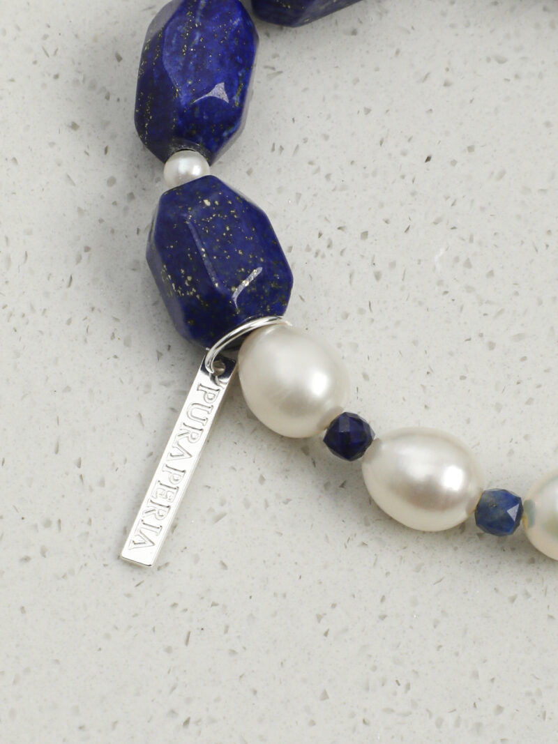 Original detail view of Lapis Lazuli & Cultured Pearl Bracelet