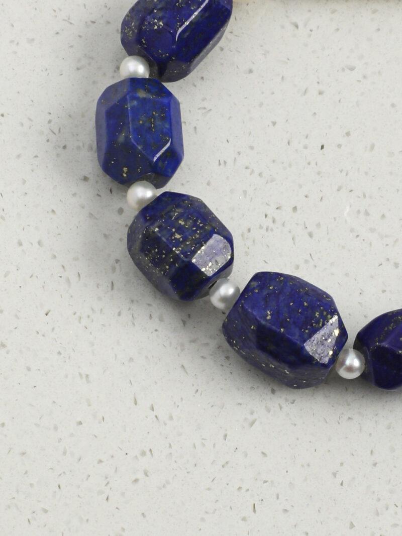 Original detail view of Lapis Lazuli & Cultured Pearl Bracelet