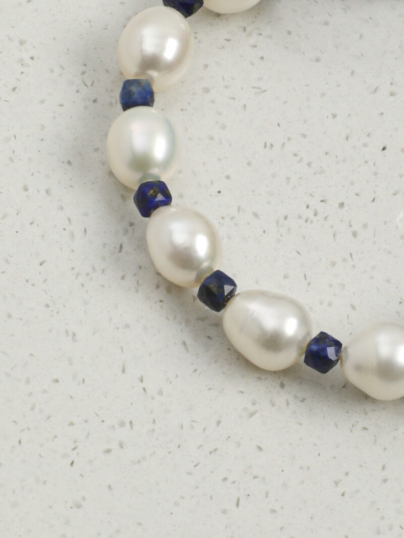 Original detail view of Lapis Lazuli & Cultured Pearl Bracelet