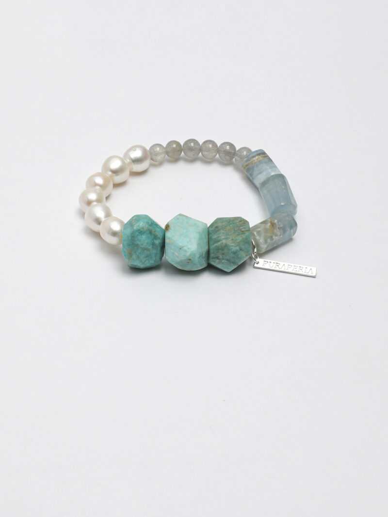 Original detail view of Moonstone, Amazonite & Blue Stone Bracelet