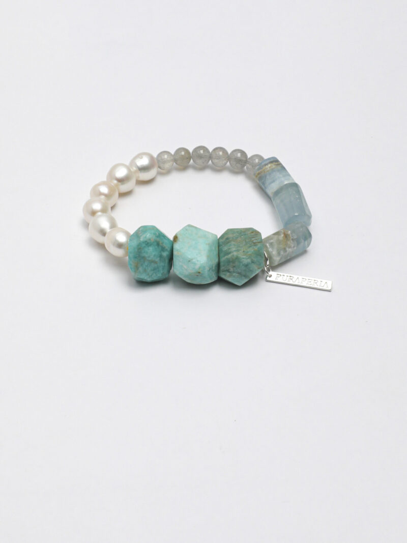 Original detail view of Moonstone, Amazonite & Blue Stone Bracelet