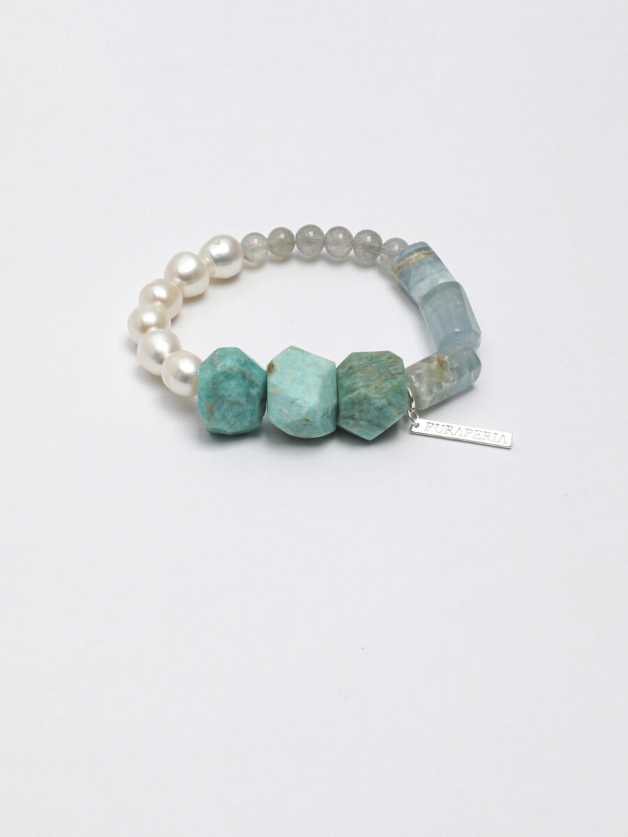 Original detail view of Moonstone, Amazonite & Blue Stone Bracelet