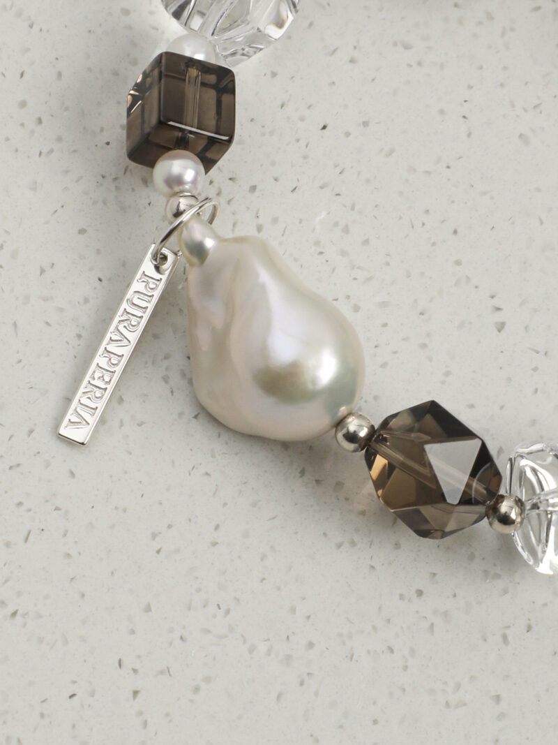 Original detail view of Clear Quartz, Smoky Quartz & Cultured Pearl Bracelet