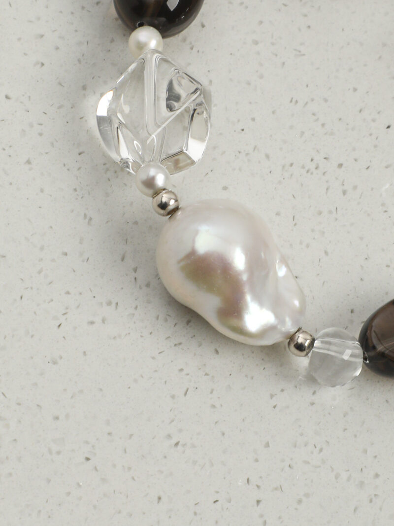 Original detail view of Clear Quartz, Smoky Quartz & Cultured Pearl Bracelet