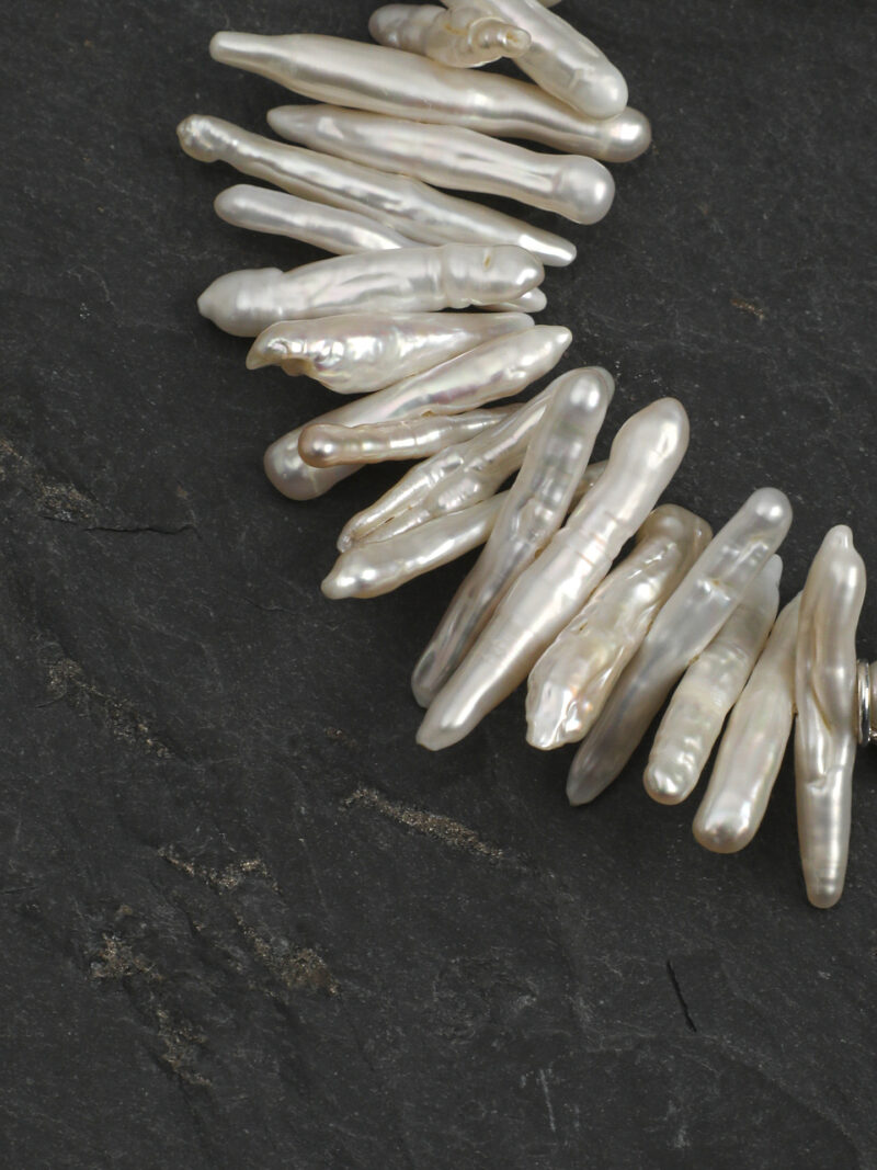 Aura & Qi detail 1J7A4035 Original detail view of Clear Crystal & Cultured Pearl Bracelet
