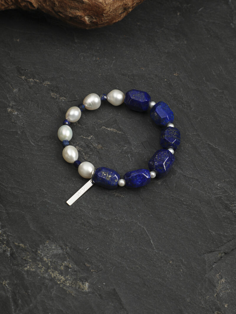 Original detail view of Lapis Lazuli & Cultured Pearl Bracelet