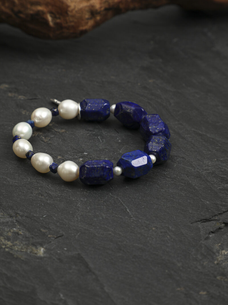 Original detail view of Lapis Lazuli & Cultured Pearl Bracelet
