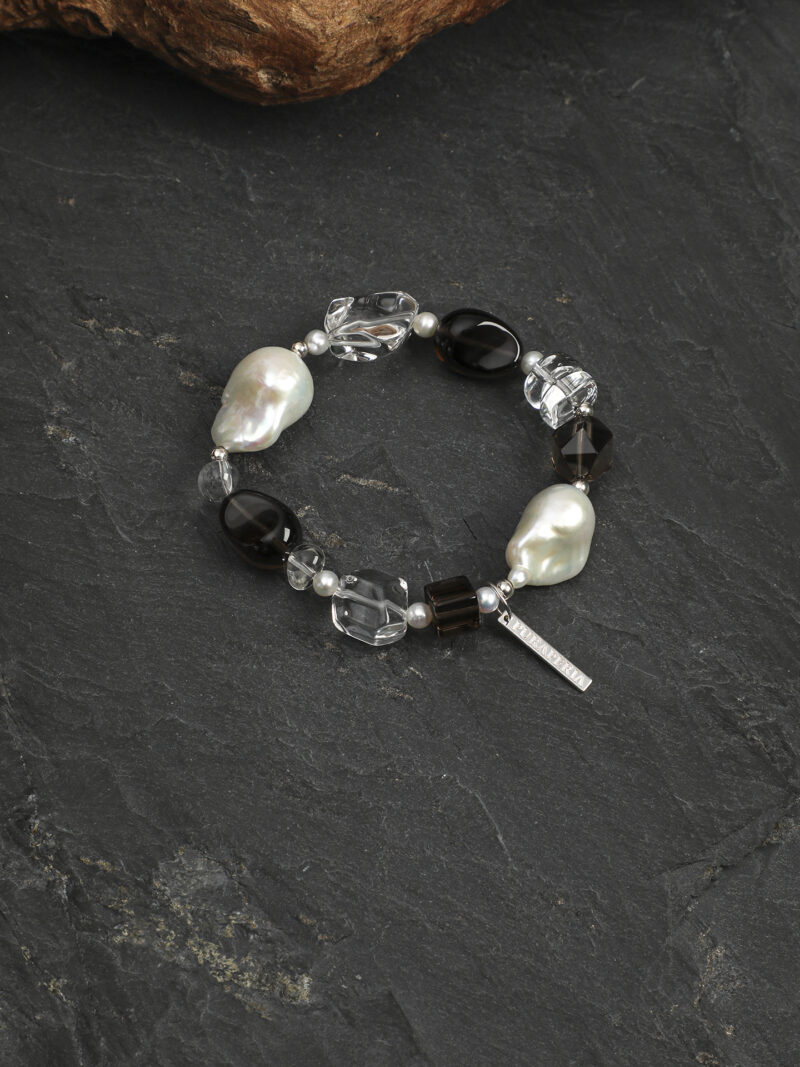 Original detail view of Clear Quartz, Smoky Quartz & Cultured Pearl Bracelet