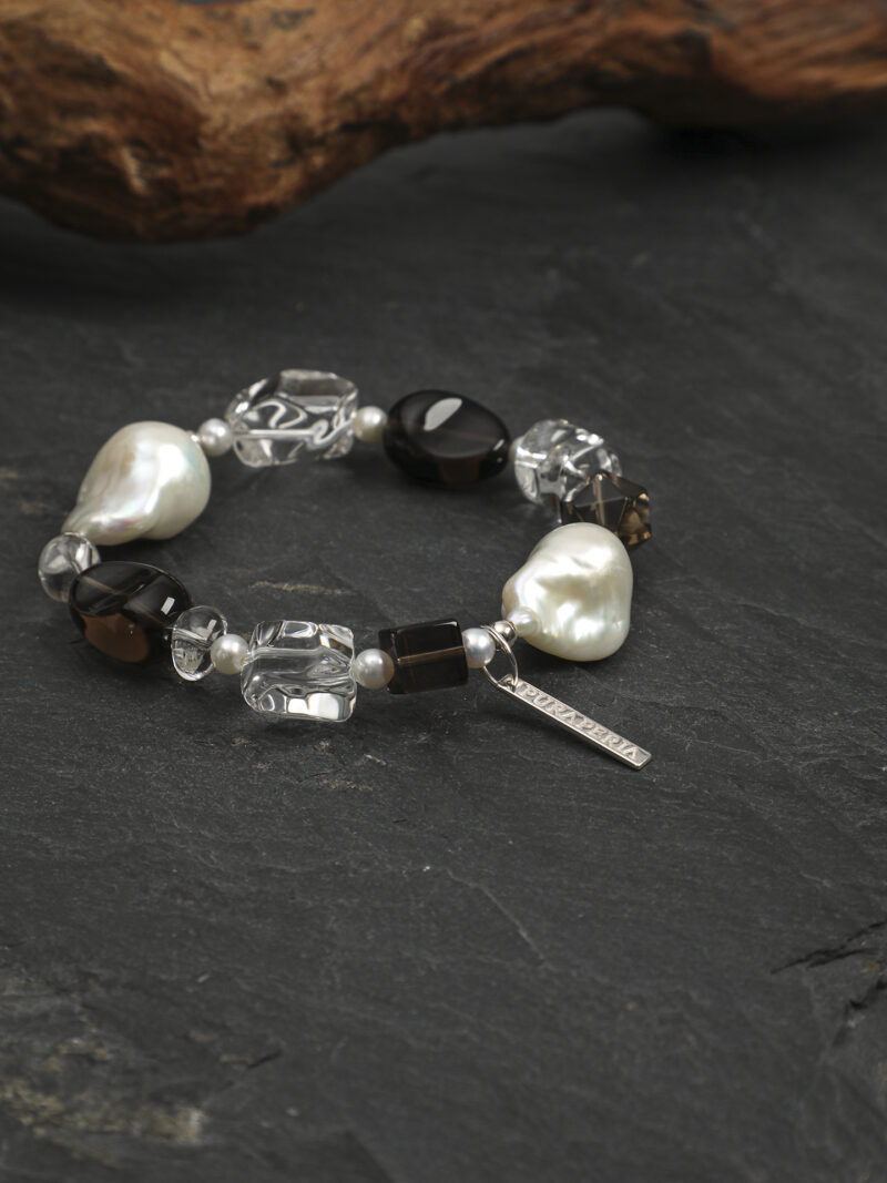 Original detail view of Clear Quartz, Smoky Quartz & Cultured Pearl Bracelet