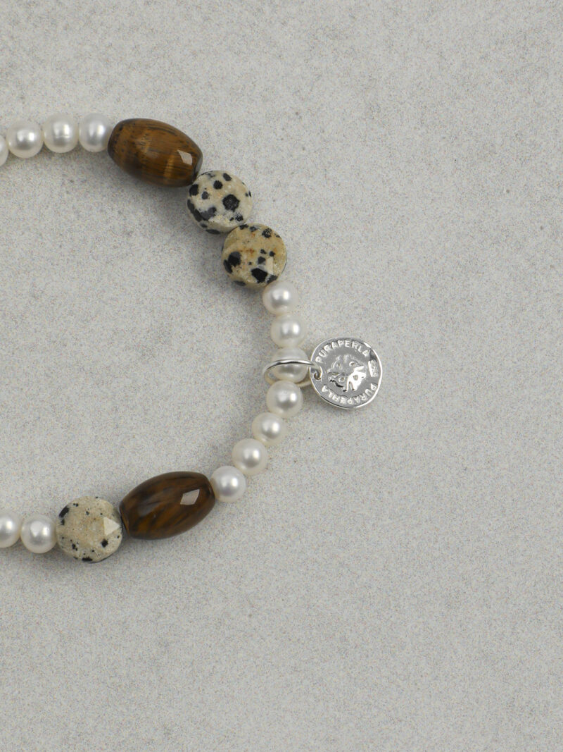 Original detail view of Tiger’s Eye & Cultured Pearl Bracelet