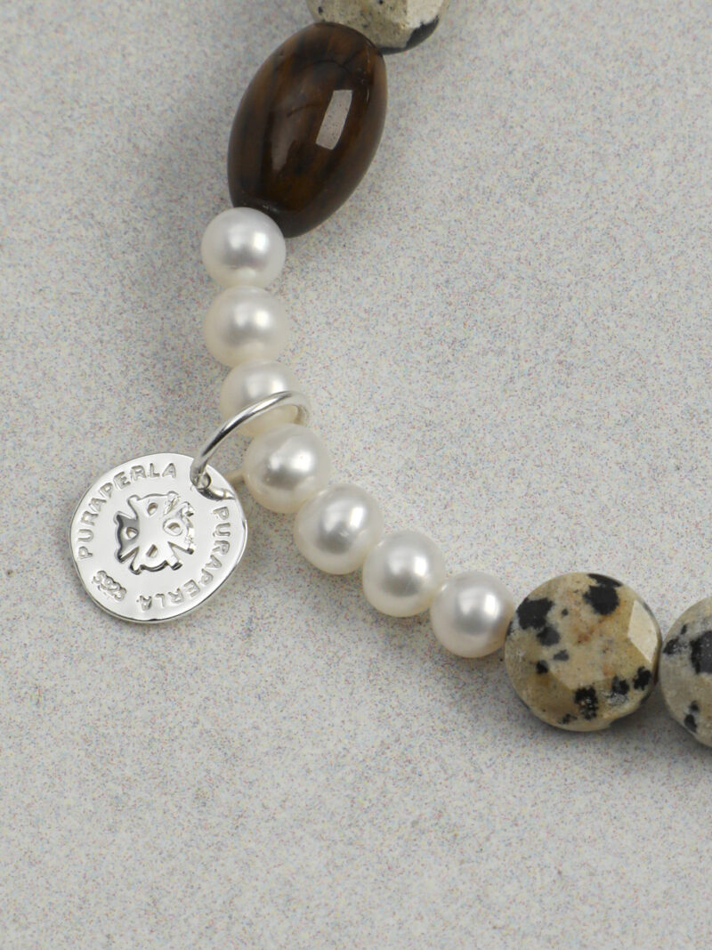 Original detail view of Tiger’s Eye & Cultured Pearl Bracelet