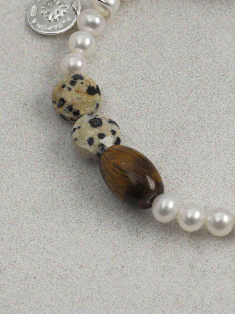 Original detail view of Tiger’s Eye & Cultured Pearl Bracelet