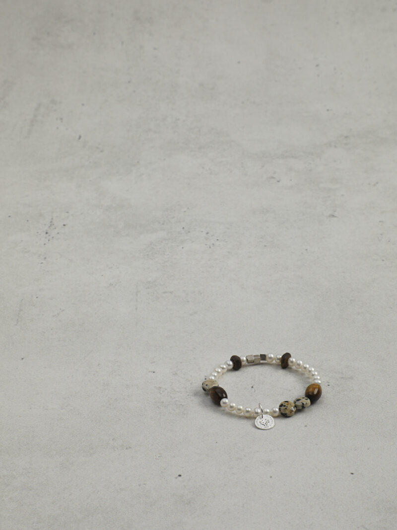 Original detail view of Tiger’s Eye & Cultured Pearl Bracelet