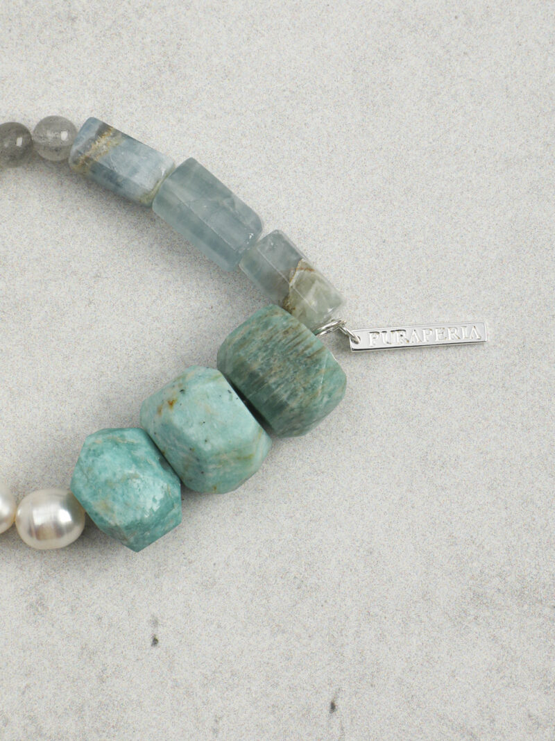 Original detail view of Moonstone, Amazonite & Blue Stone Bracelet