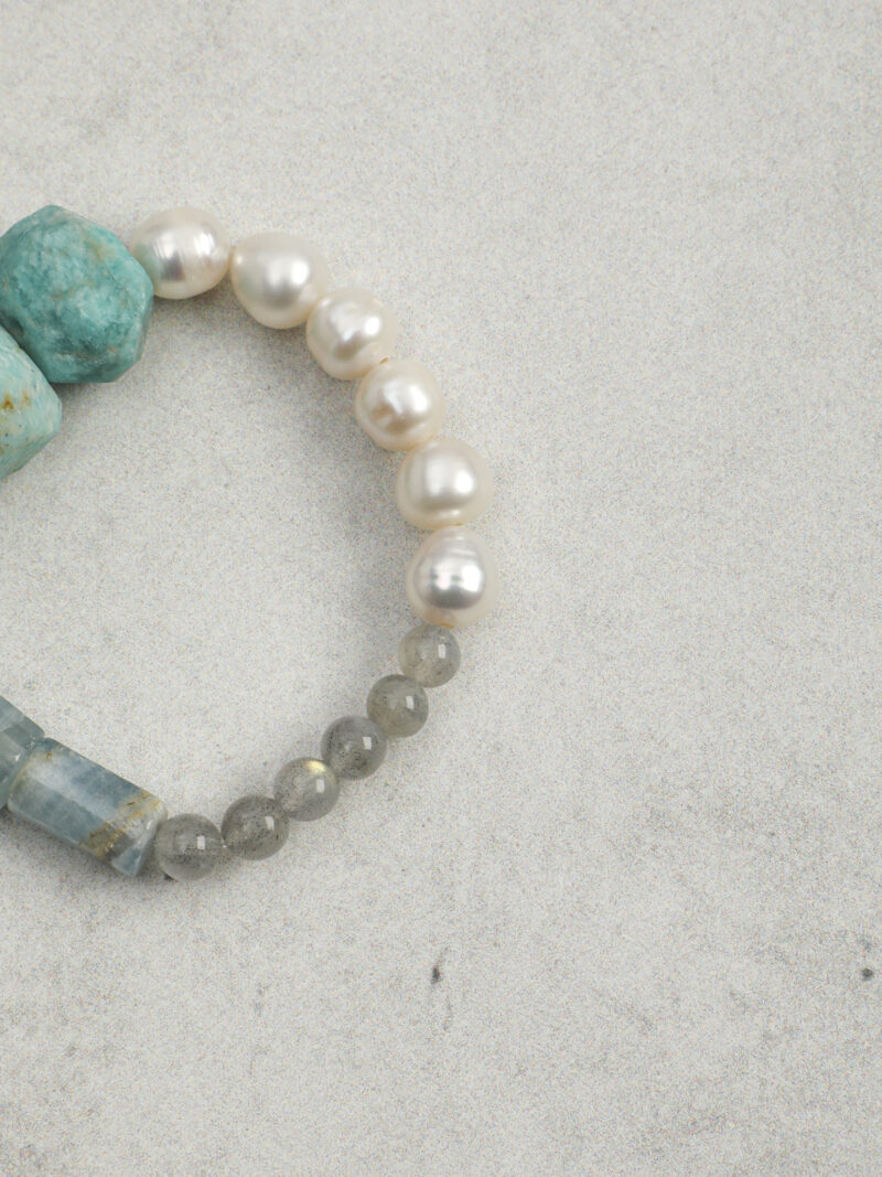 Original detail view of Moonstone, Amazonite & Blue Stone Bracelet