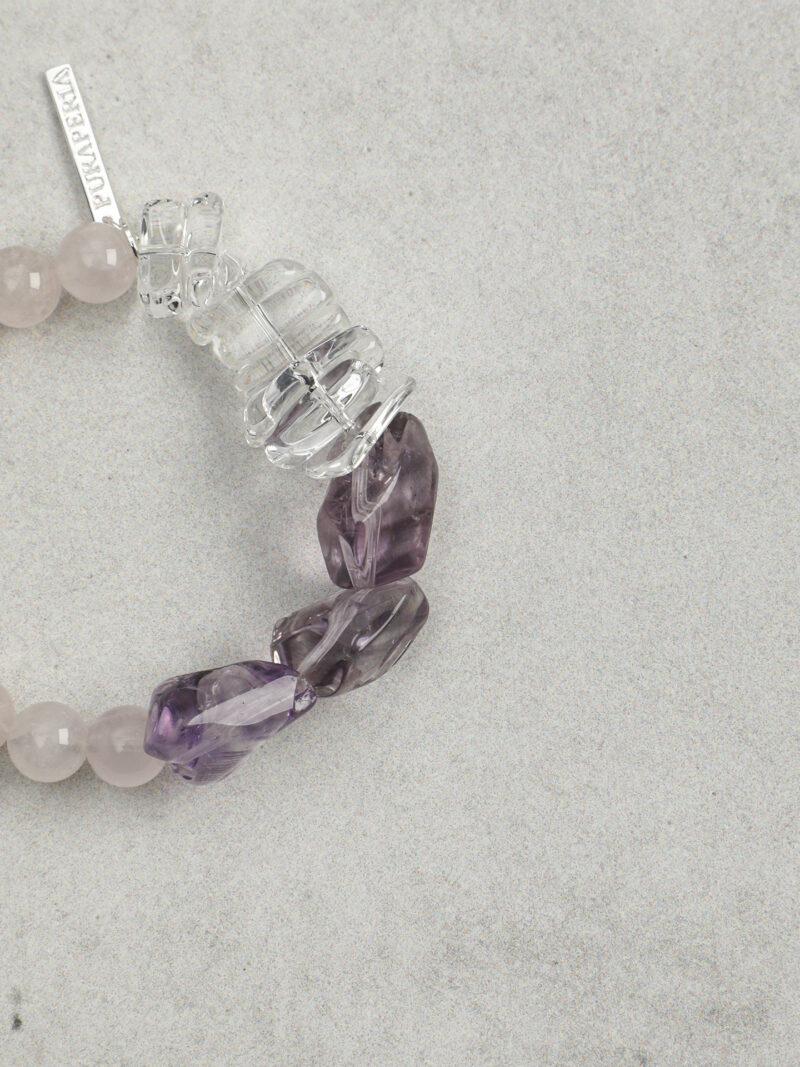 Original detail view of Rose Quartz & Amethyst Bracelet