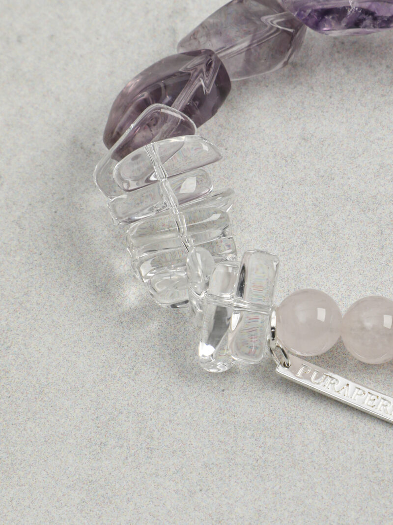 Original detail view of Rose Quartz & Amethyst Bracelet