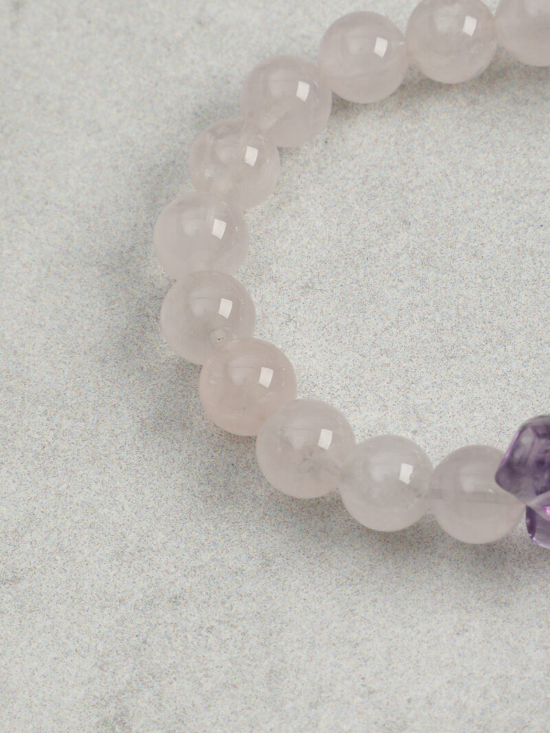 Original detail view of Rose Quartz & Amethyst Bracelet