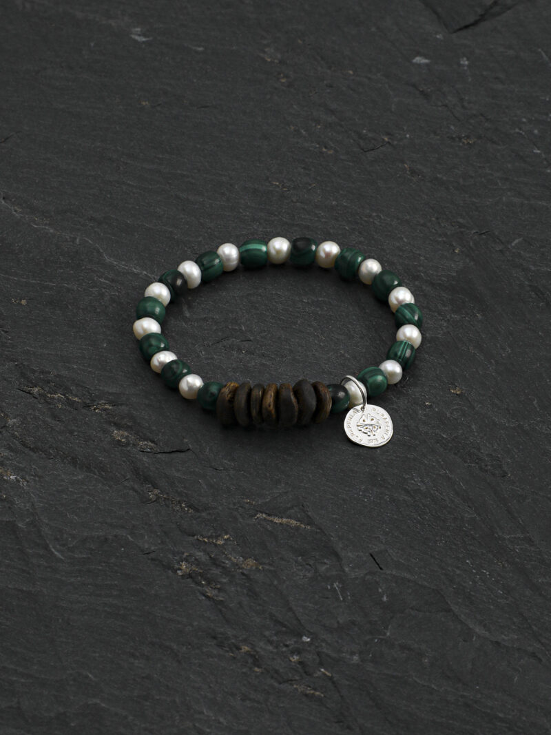 Original detail view of Malachite & Cultured Pearl Bracelet