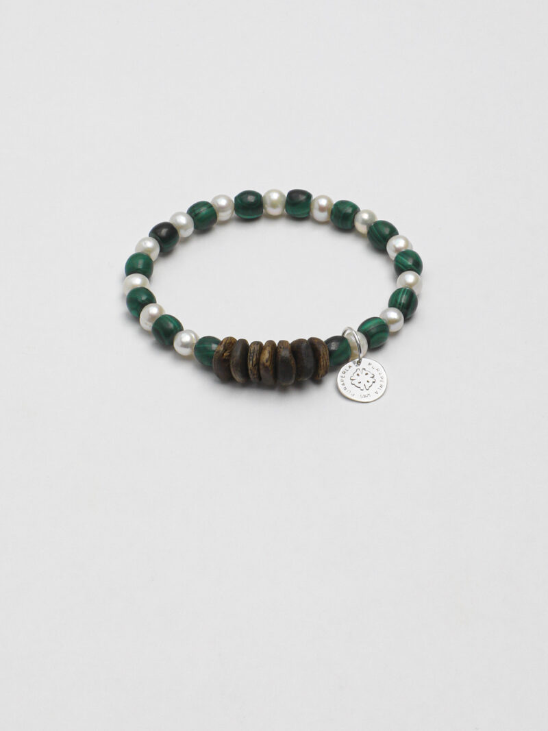 Original detail view of Malachite & Cultured Pearl Bracelet