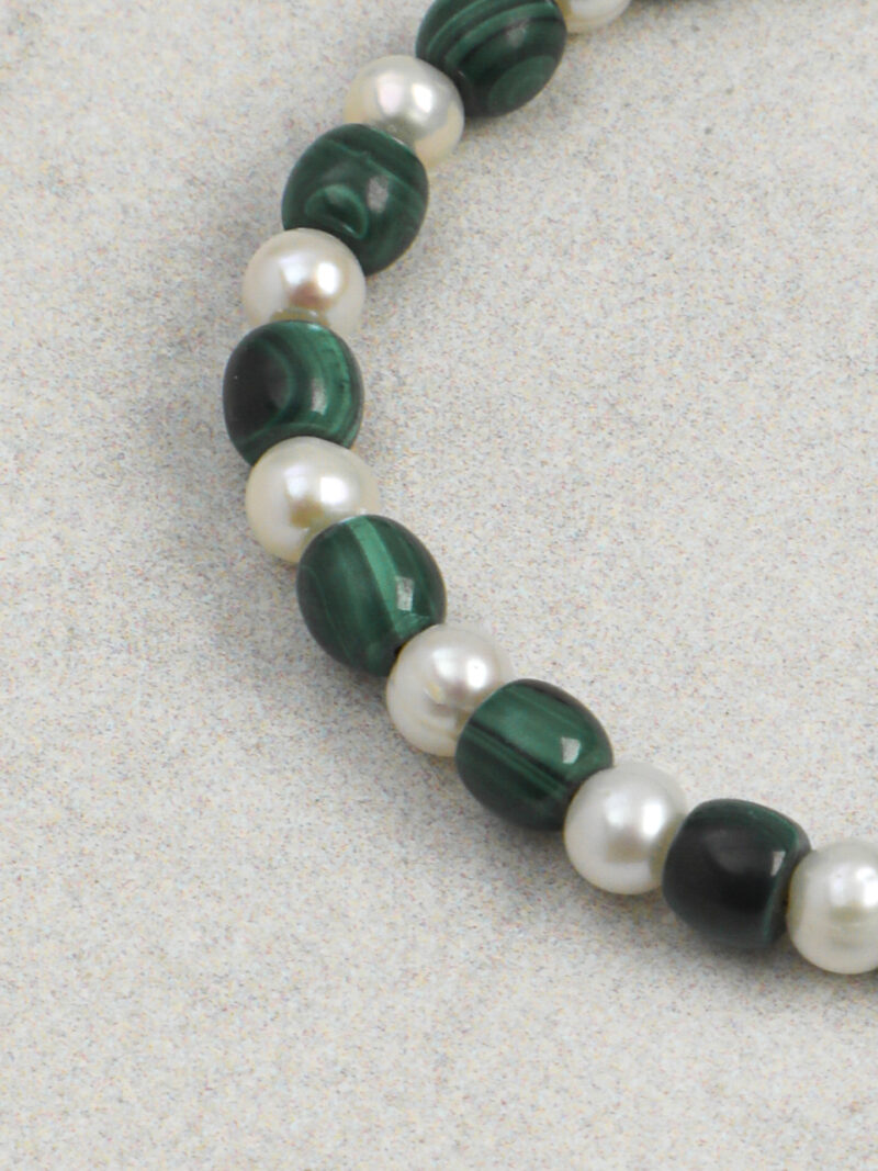 Original detail view of Malachite & Cultured Pearl Bracelet