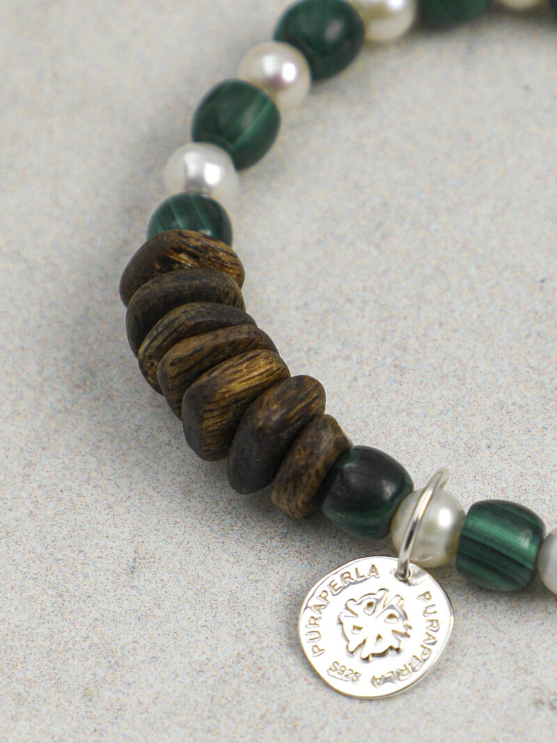Original detail view of Malachite & Cultured Pearl Bracelet