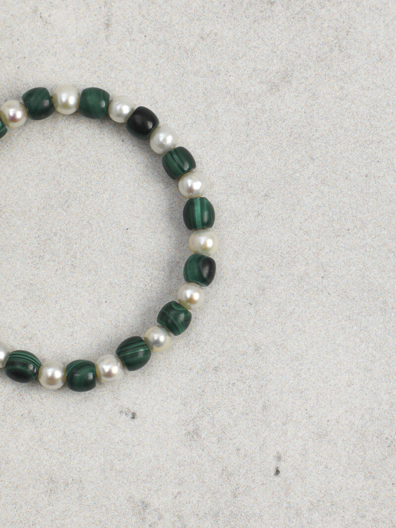 Original detail view of Malachite & Cultured Pearl Bracelet