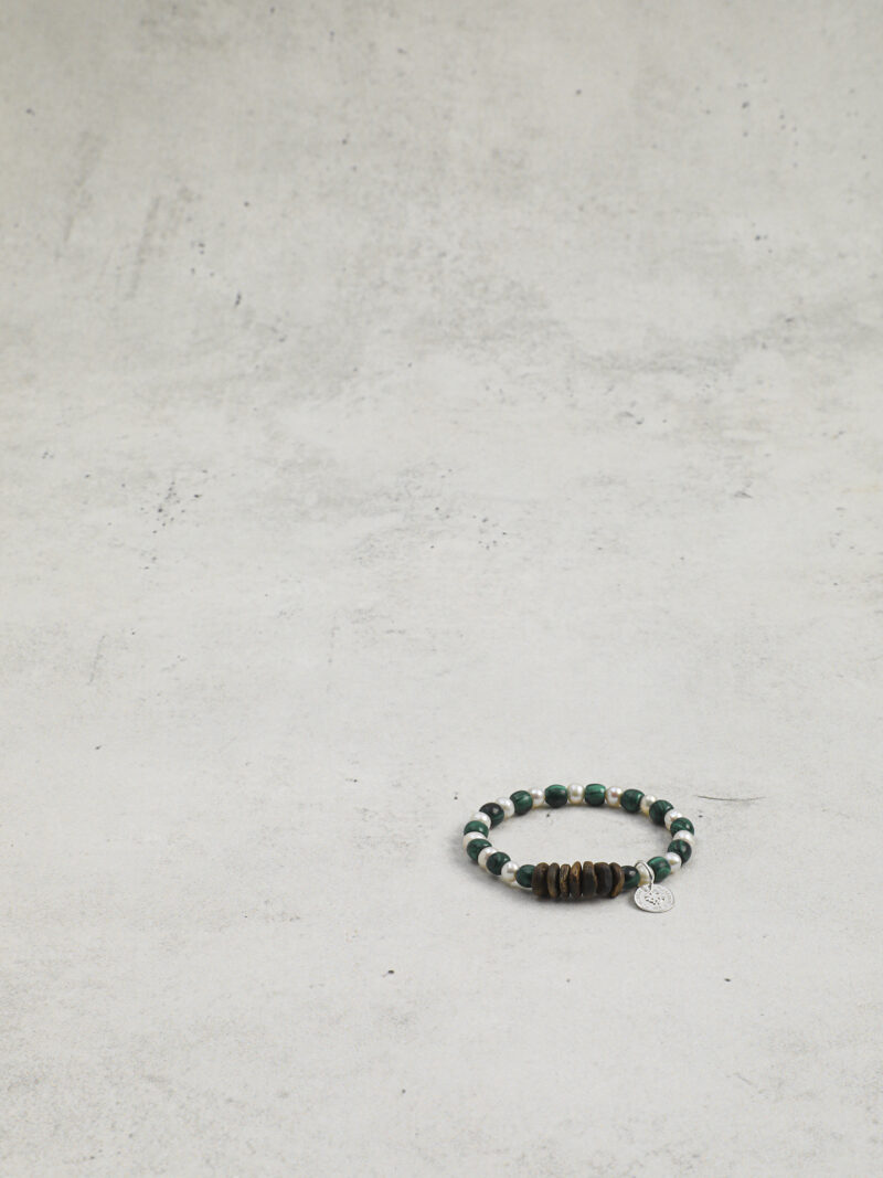 Original detail view of Malachite & Cultured Pearl Bracelet