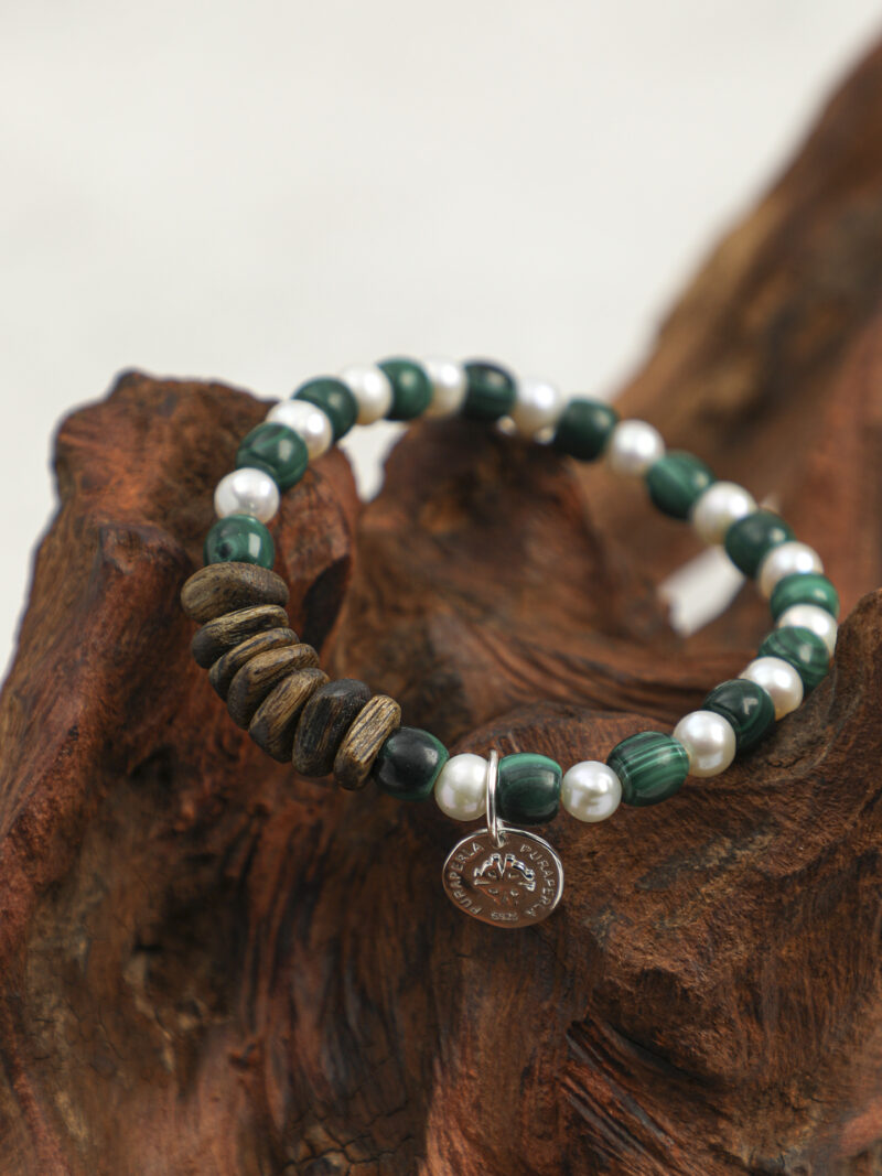 Original detail view of Malachite & Cultured Pearl Bracelet