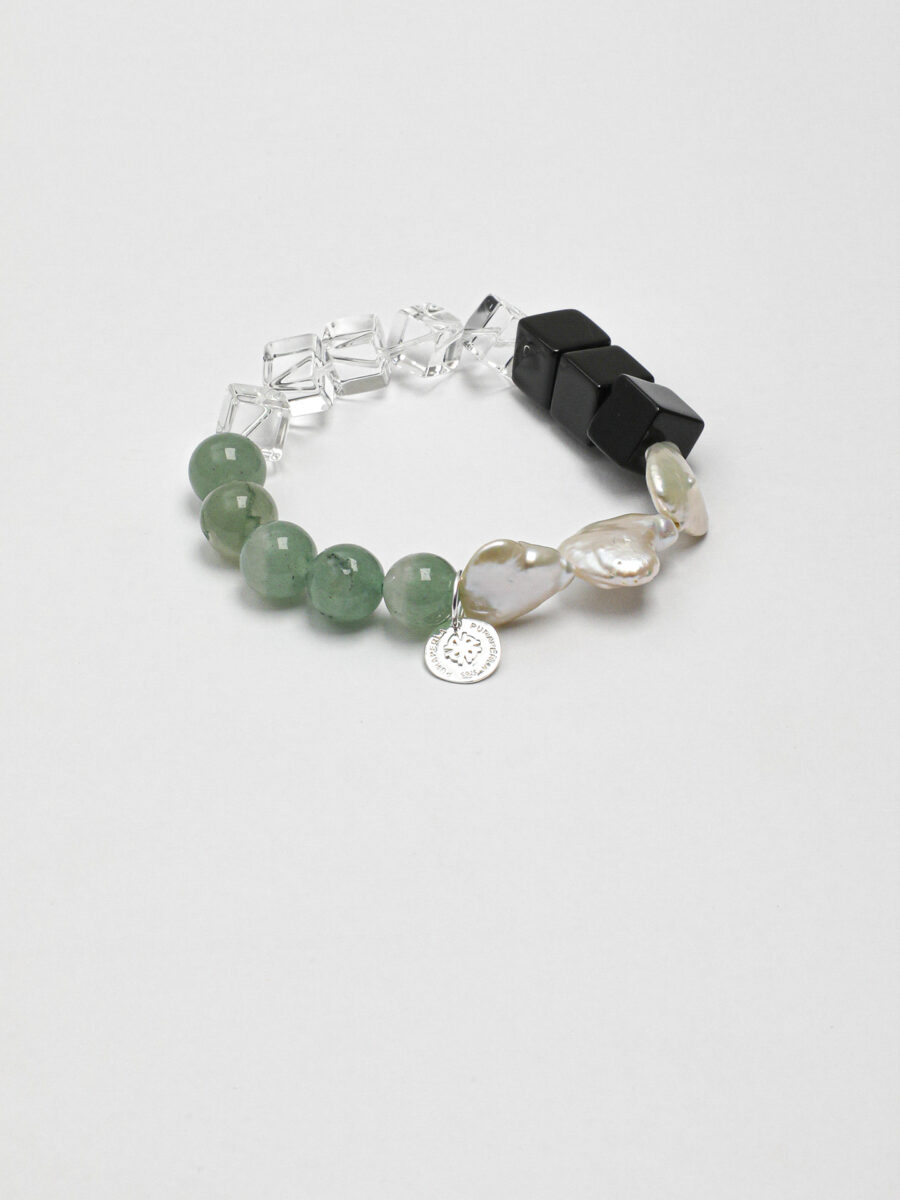 Original detail view of Agate, Aventurine & Pearl Bracelet