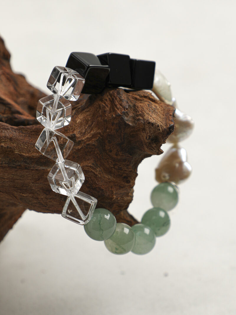 Original detail view of Agate, Aventurine & Cultured Pearl Bracelet