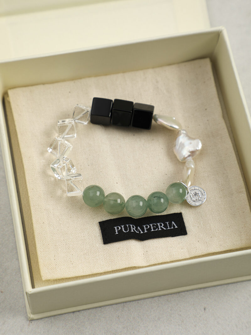 Original detail view of Agate, Aventurine & Cultured Pearl Bracelet