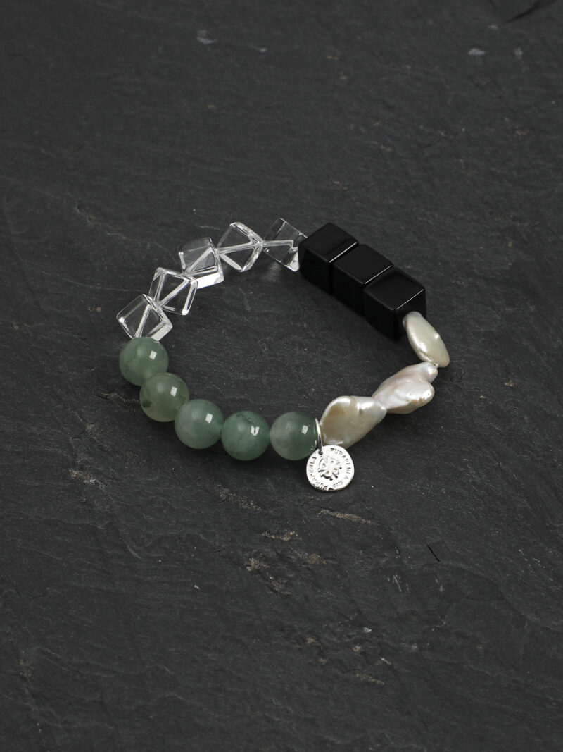 Original detail view of Agate, Aventurine & Cultured Pearl Bracelet