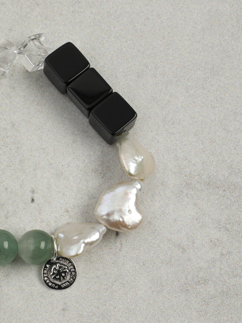 Original detail view of Agate, Aventurine & Cultured Pearl Bracelet